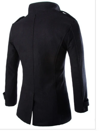 Paladio | Men's wool coat elegant double-breasted with epaulettes