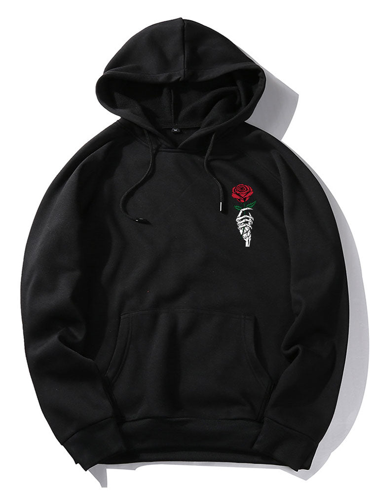 Gregory | Rose Skull Hand Print Hoodie