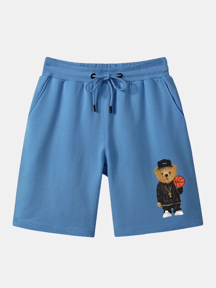 Fermín | Basketball Bear Print Mid Length Shorts