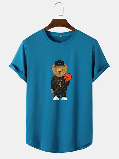 Santiago® | Basketball Bear Print Arc Hem T-Shirt