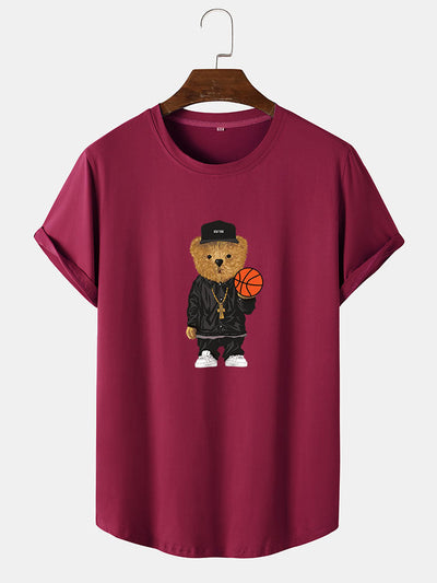 Santiago® | Basketball Bear Print Arc Hem T-Shirt