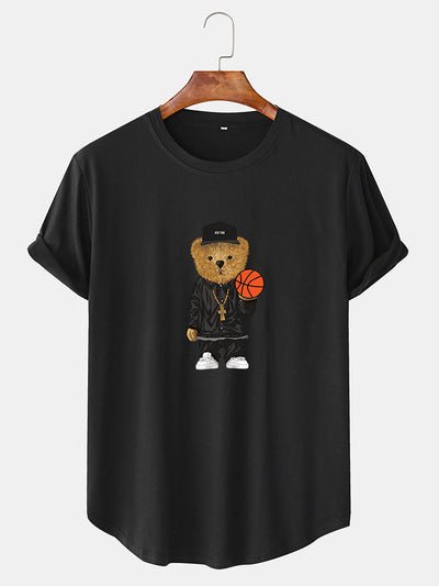 Santiago® | Basketball Bear Print Arc Hem T-Shirt