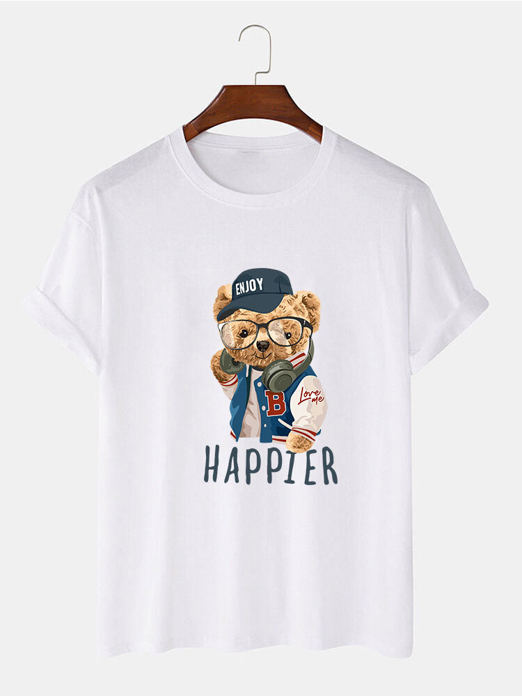 Eusebio® | Baseball Jacket Bear Slogan Print T-Shirt
