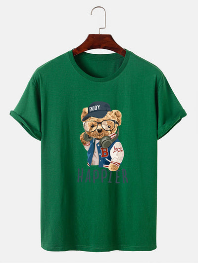 Eusebio® | Baseball Jacket Bear Slogan Print T-Shirt