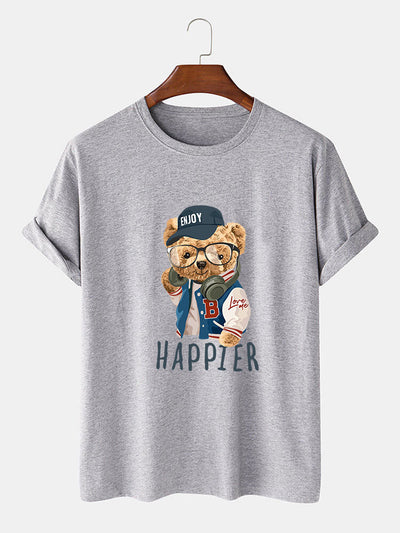 Eusebio® | Baseball Jacket Bear Slogan Print T-Shirt