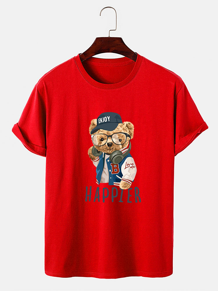Eusebio® | Baseball Jacket Bear Slogan Print T-Shirt