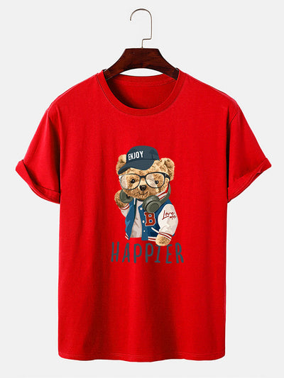Eusebio® | Baseball Jacket Bear Slogan Print T-Shirt
