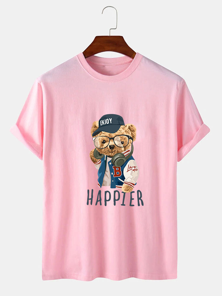 Eusebio® | Baseball Jacket Bear Slogan Print T-Shirt