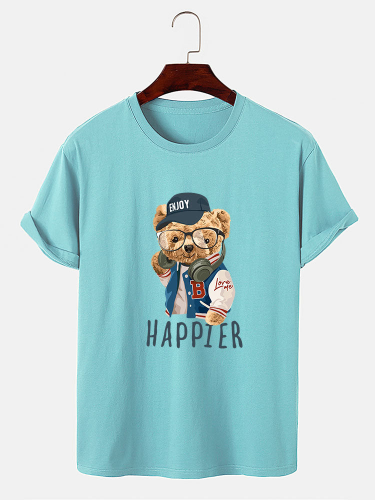 Eusebio® | Baseball Jacket Bear Slogan Print T-Shirt