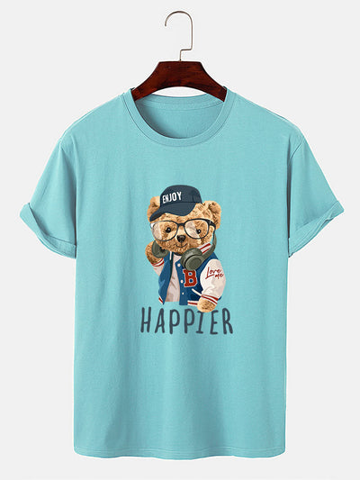 Eusebio® | Baseball Jacket Bear Slogan Print T-Shirt