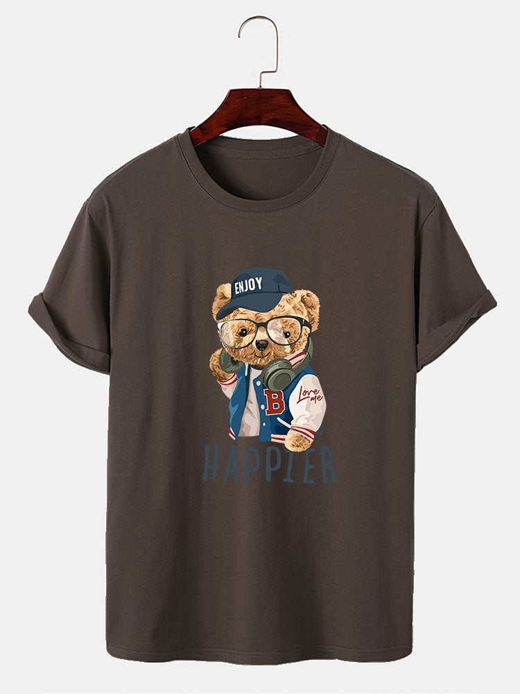 Eusebio® | Baseball Jacket Bear Slogan Print T-Shirt