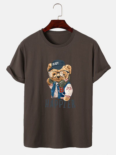 Eusebio® | Baseball Jacket Bear Slogan Print T-Shirt