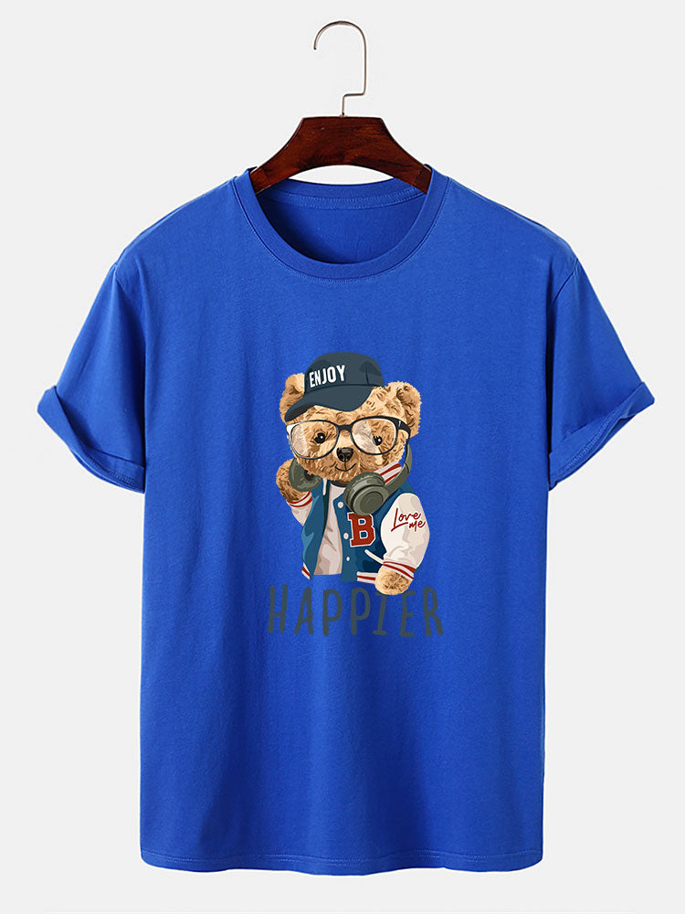 Eusebio® | Baseball Jacket Bear Slogan Print T-Shirt