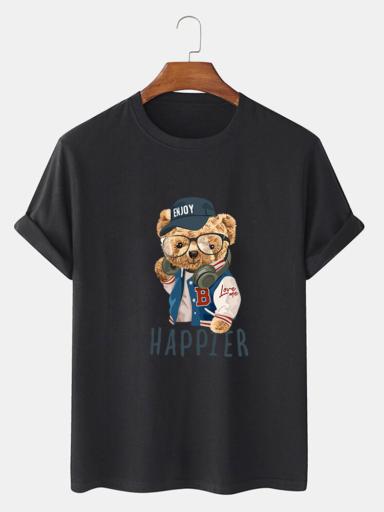 Eusebio® | Baseball Jacket Bear Slogan Print T-Shirt