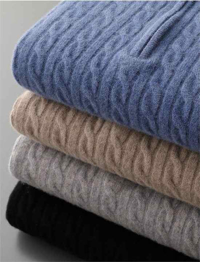 Emmett | Deneb Cashmere Woven Half Zip