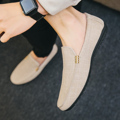 Zeus® | Beige light weight canvas loafers