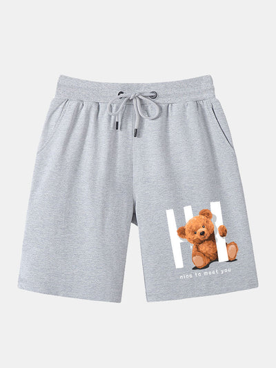 Theophilus | Slogan Bear Print Mid Length Shorts