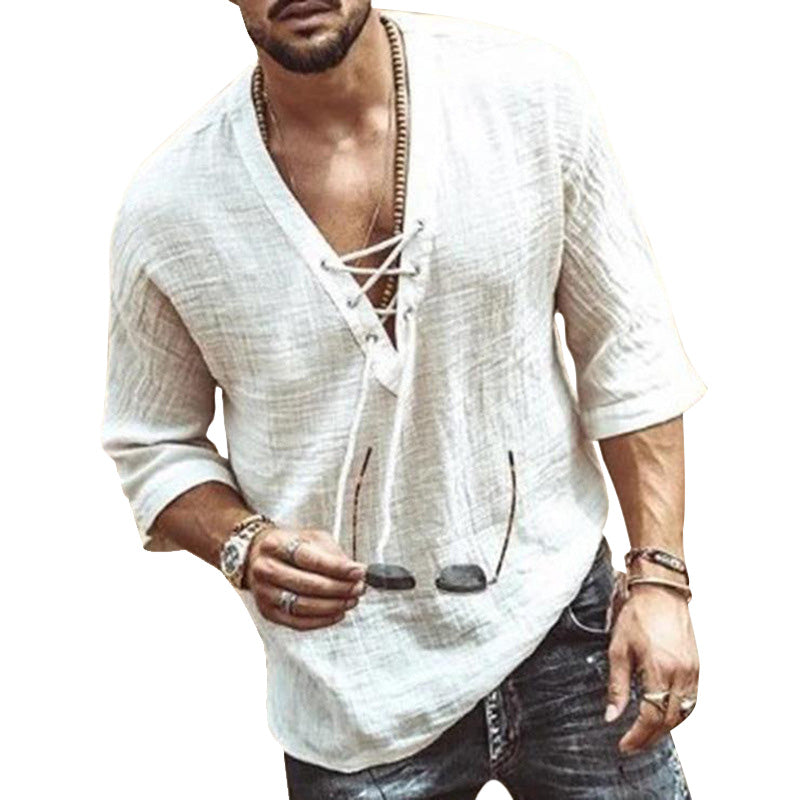 Kairo® | Men'S T-Shirt With Chest Tie And Eyelets