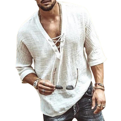 Kairo® | Men'S T-Shirt With Chest Tie And Eyelets