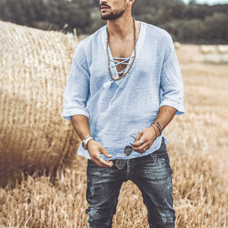 Kairo® | Men'S T-Shirt With Chest Tie And Eyelets