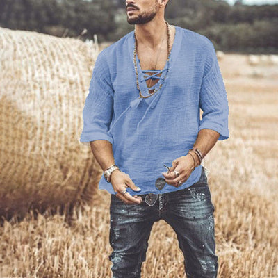 Kairo® | Men'S T-Shirt With Chest Tie And Eyelets