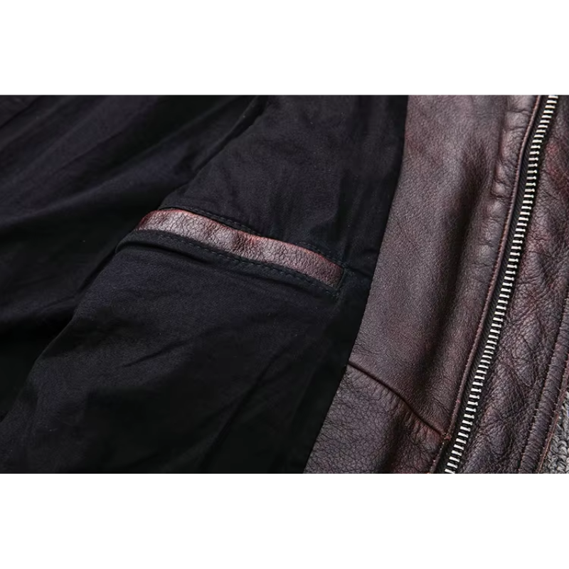 Théo | Elegant men's genuine leather jacket with zipper and buttons