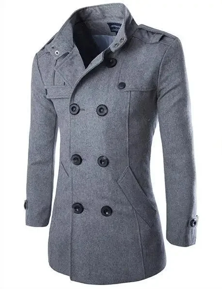 Paladio | Men's wool coat elegant double-breasted with epaulettes