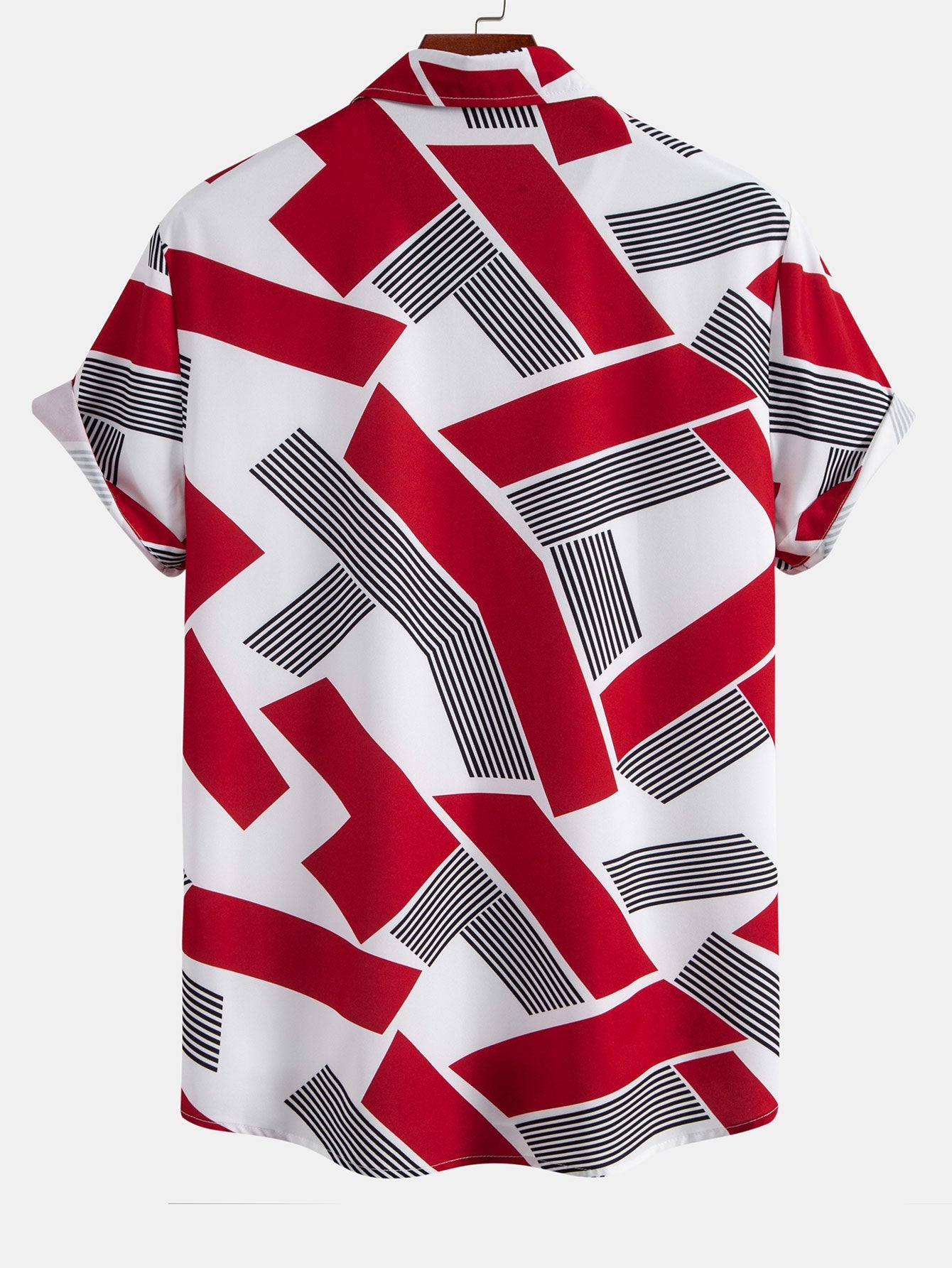 Ethan® | Color Block Geometry Print Button Up Shirt