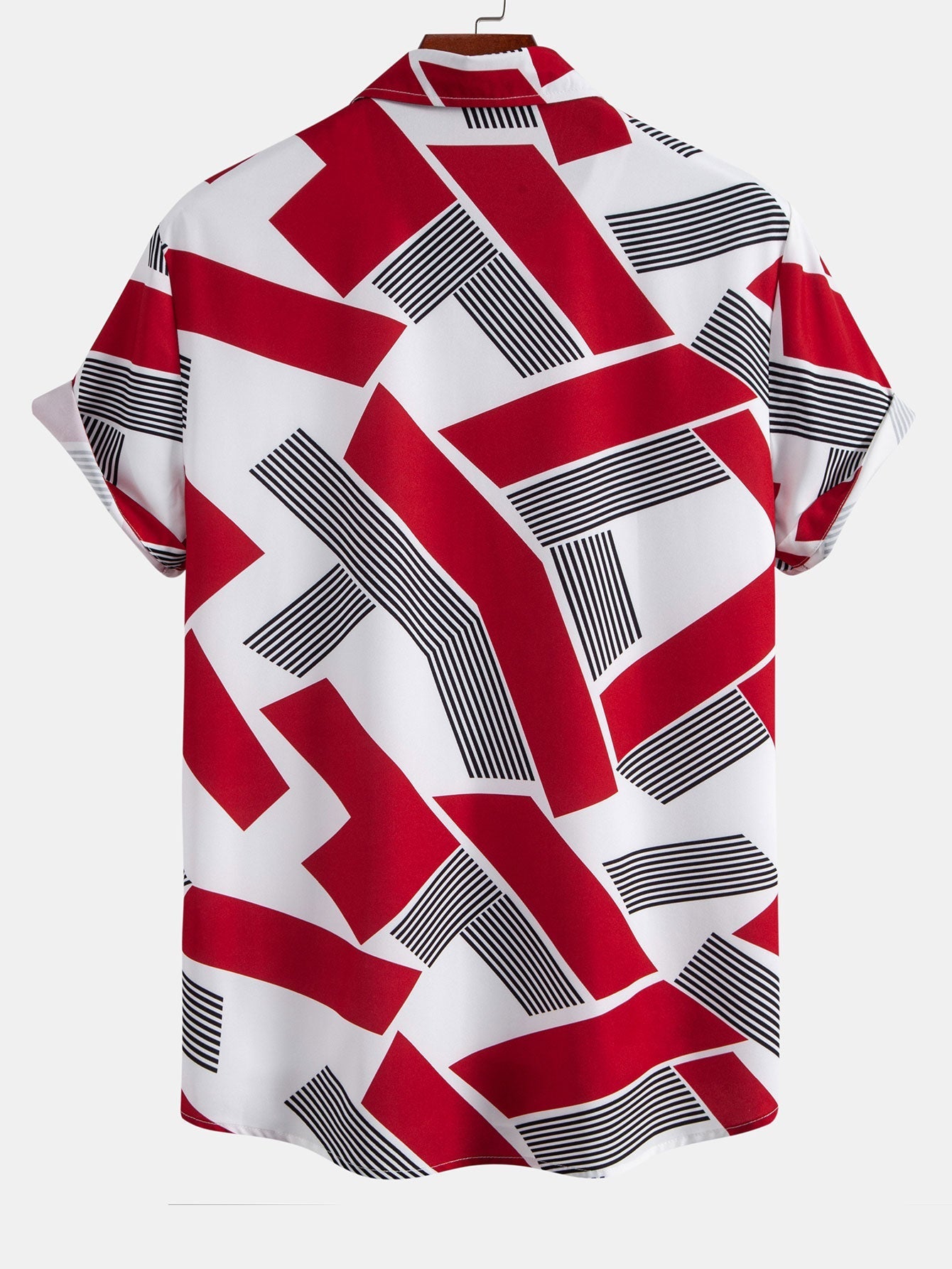 Leonardo® | Color Block Geometry Print Button Up Shirt & Swim Shorts