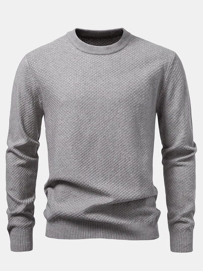 Anselmo® | Checkerboard Textured Crew Neck Sweater