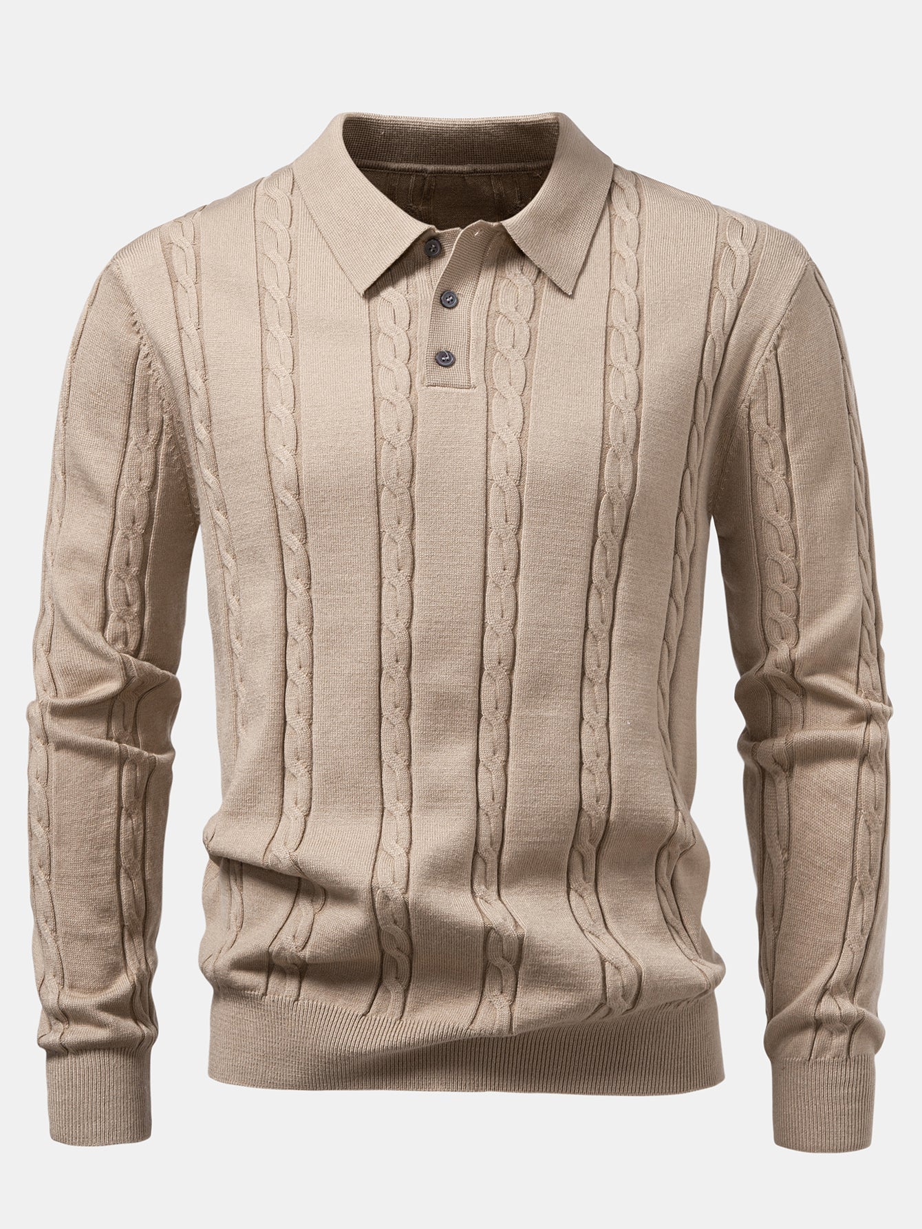 Aiken® | Long Sleeve Twist Knit Polo Shirt