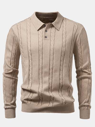 Aiken® | Long Sleeve Twist Knit Polo Shirt