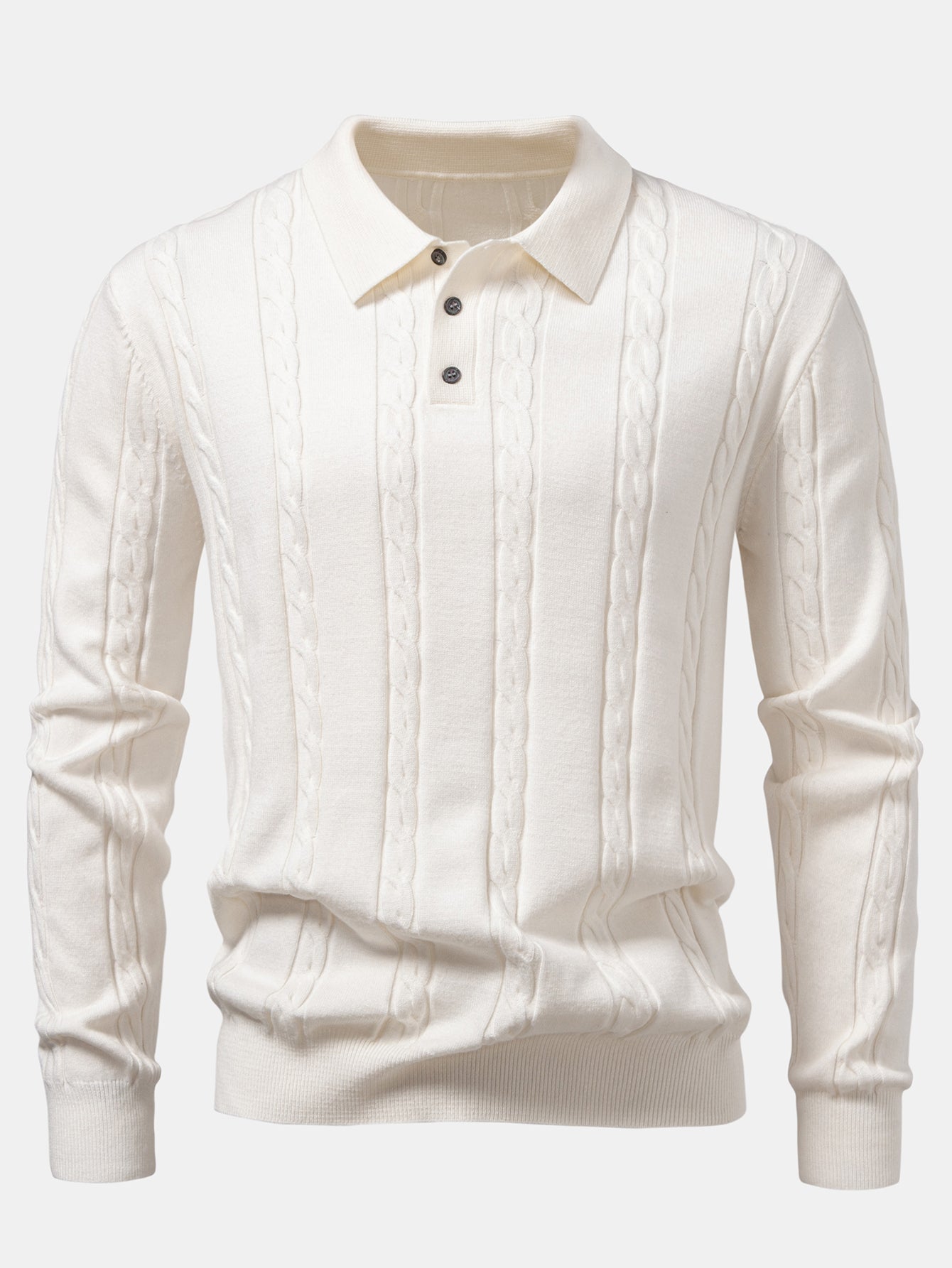 Aiken® | Long Sleeve Twist Knit Polo Shirt