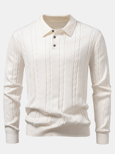 Aiken® | Long Sleeve Twist Knit Polo Shirt