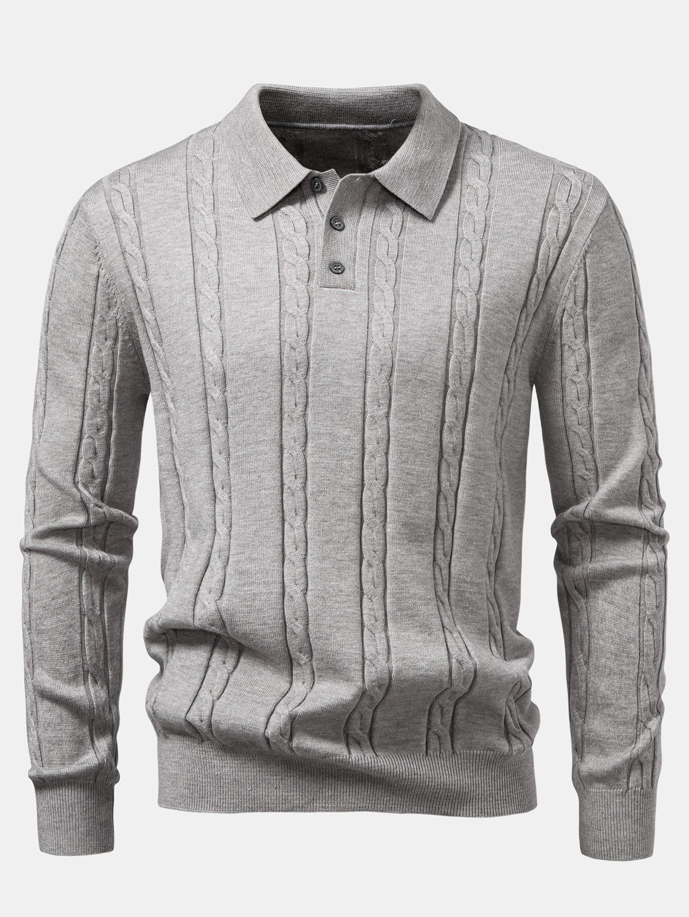Aiken® | Long Sleeve Twist Knit Polo Shirt