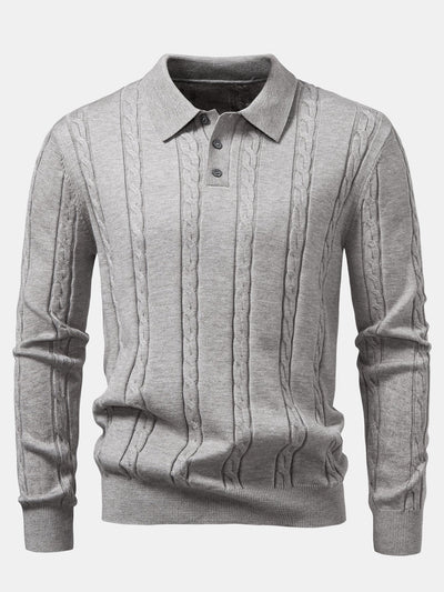 Aiken® | Long Sleeve Twist Knit Polo Shirt