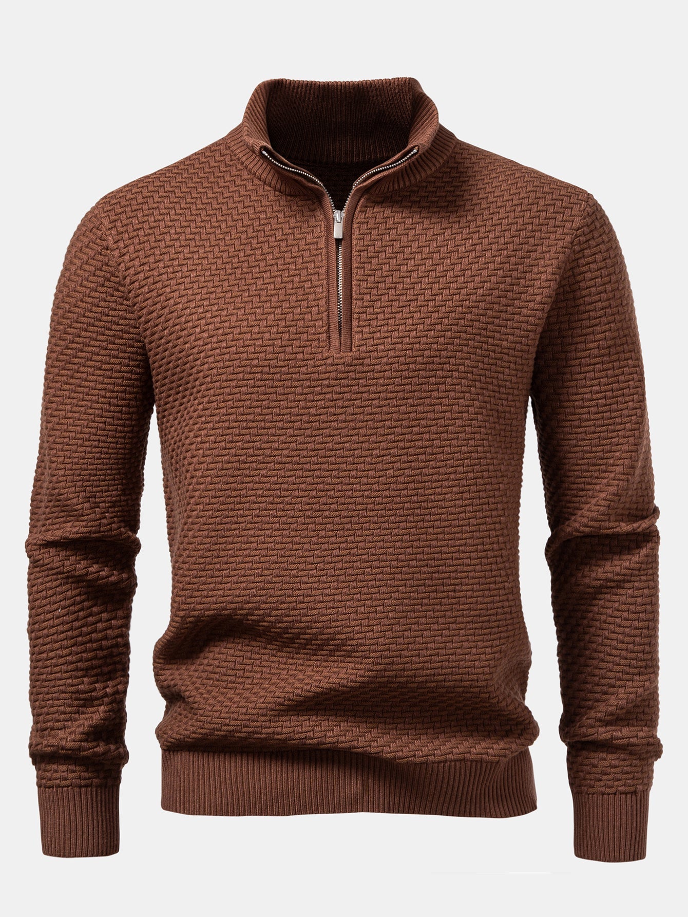 Alarico® | Wave Jacquard Quarter Zip Sweater
