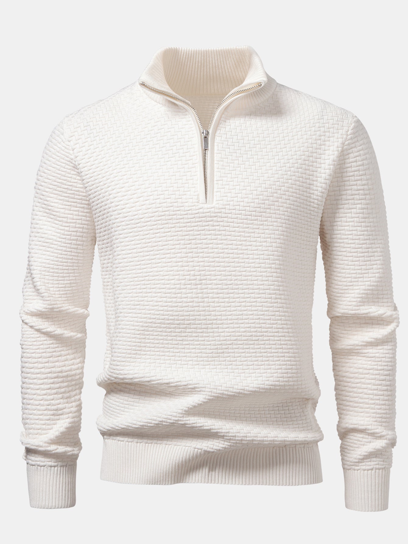 Alarico® | Wave Jacquard Quarter Zip Sweater