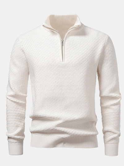 Alarico® | Wave Jacquard Quarter Zip Sweater