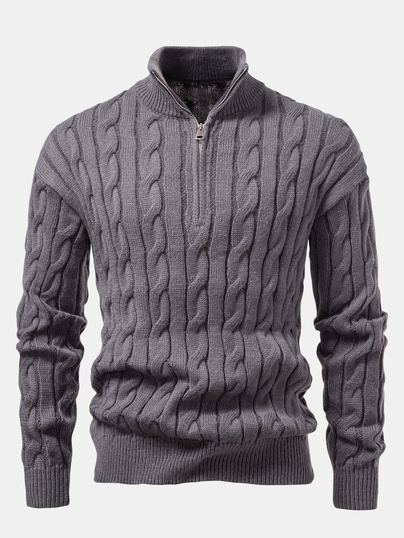 Achille® | Twist Jacquard Quarter Zip Sweater