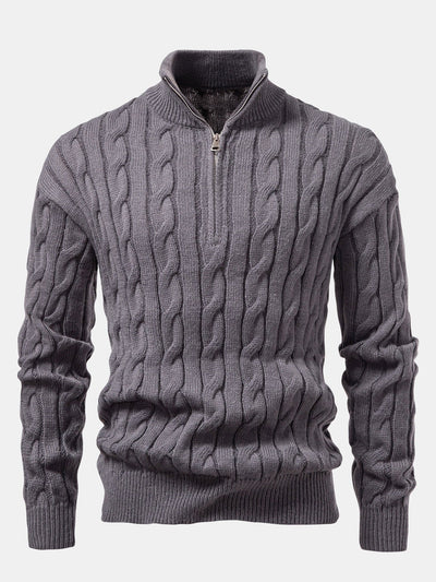 Achille® | Twist Jacquard Quarter Zip Sweater