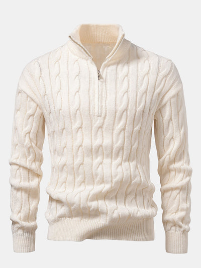 Achille® | Twist Jacquard Quarter Zip Sweater