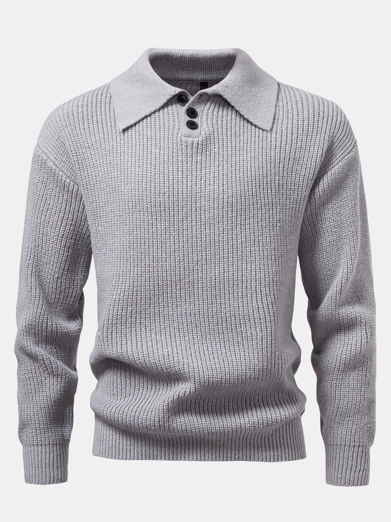 Adamari® | Long Sleeve Textured Knit Polo Shirt