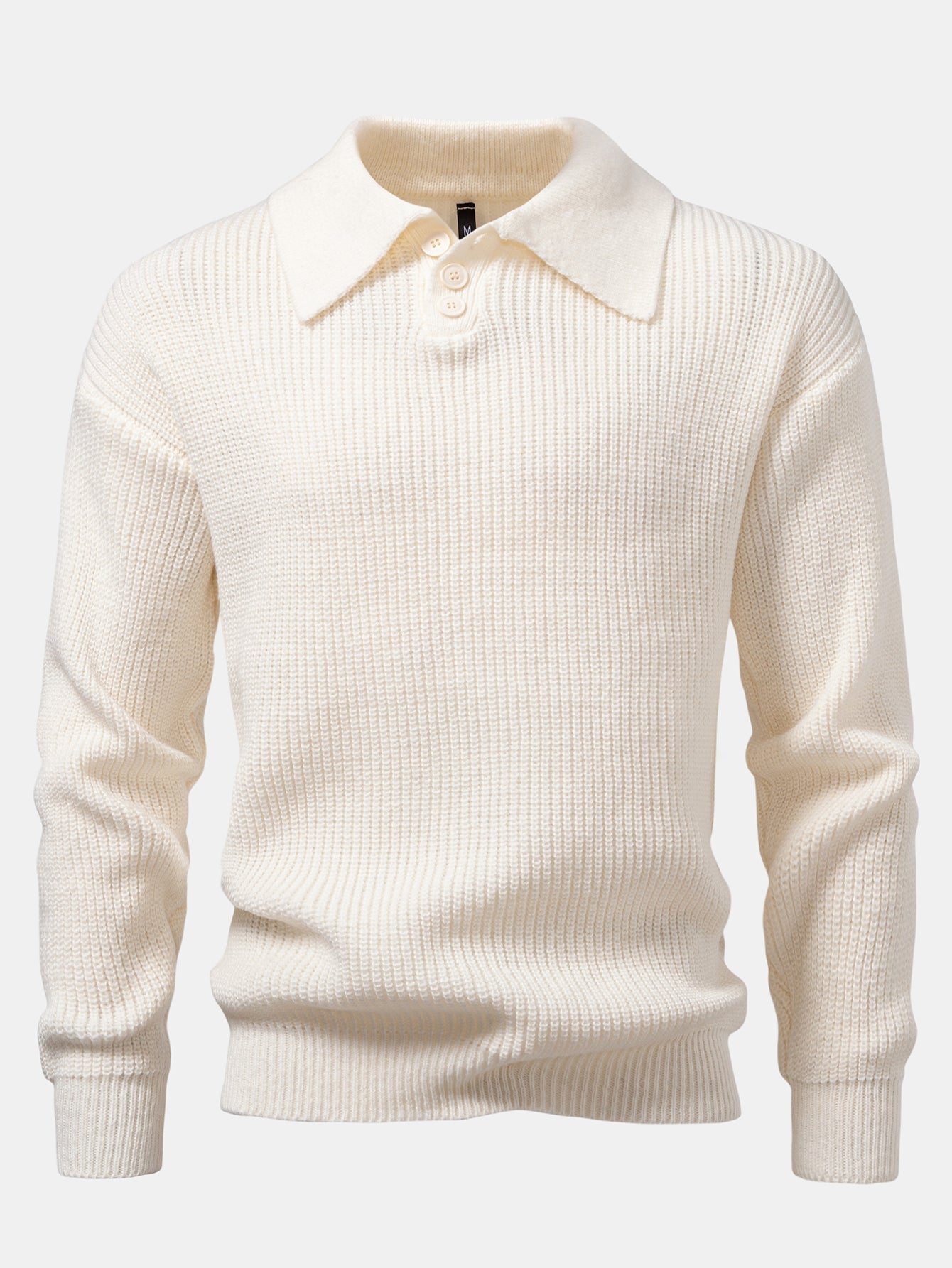 Adamari® | Long Sleeve Textured Knit Polo Shirt
