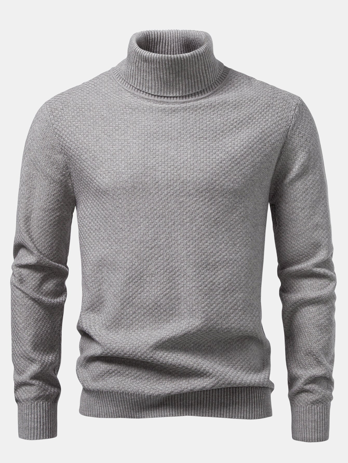 Amaro® | Checkerboard Textured Turtle Neck Sweater
