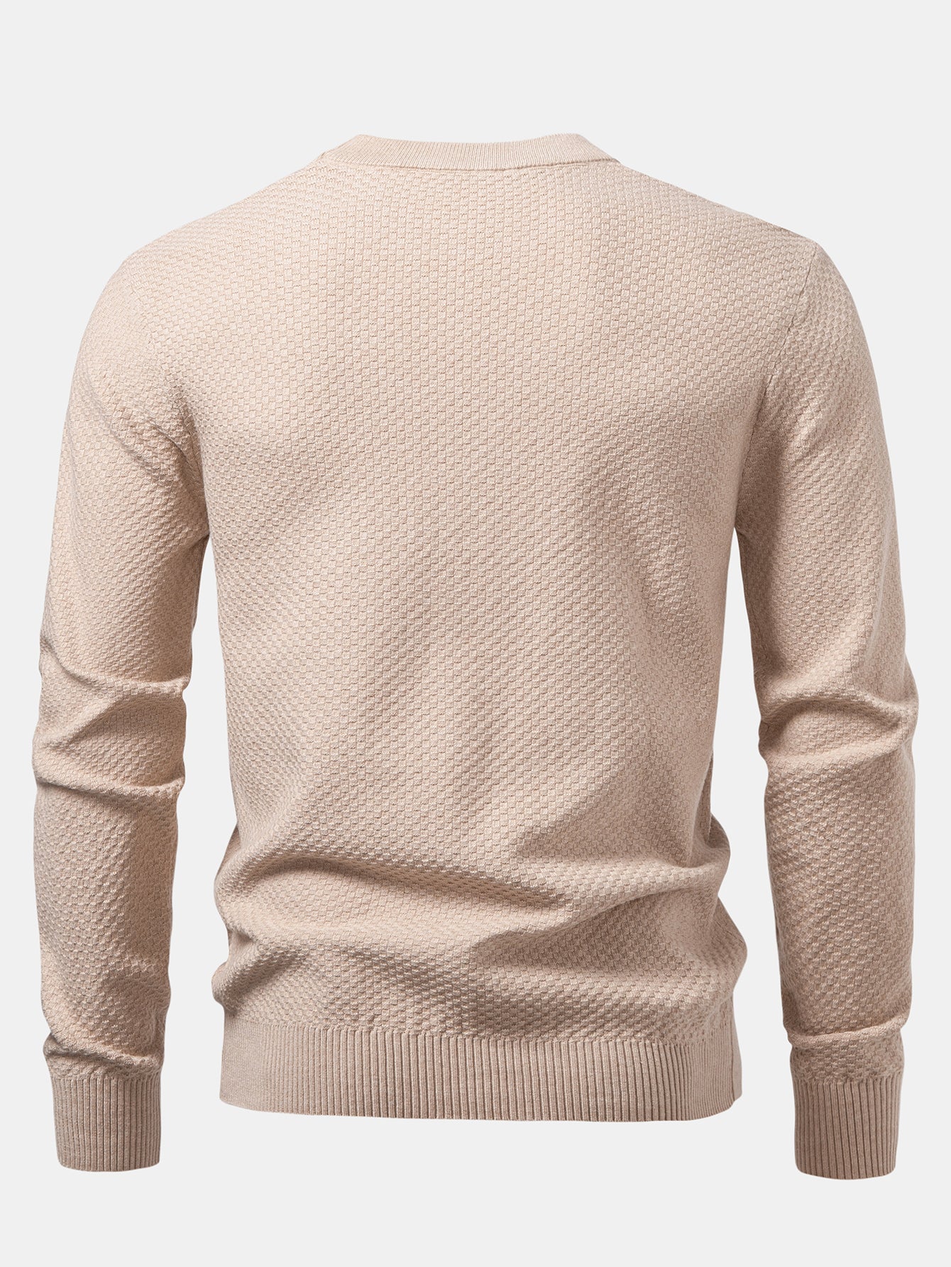 Anselmo® | Checkerboard Textured Crew Neck Sweater
