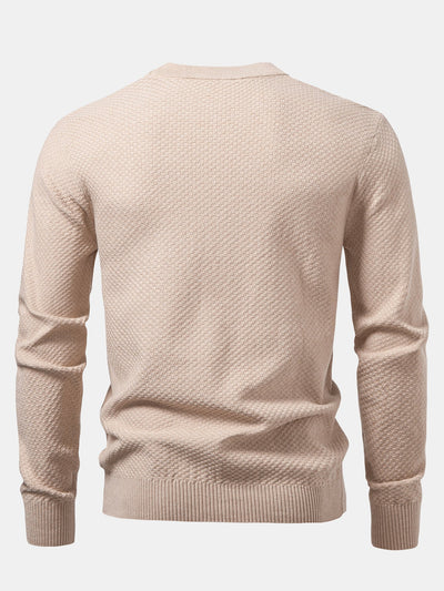 Anselmo® | Checkerboard Textured Crew Neck Sweater