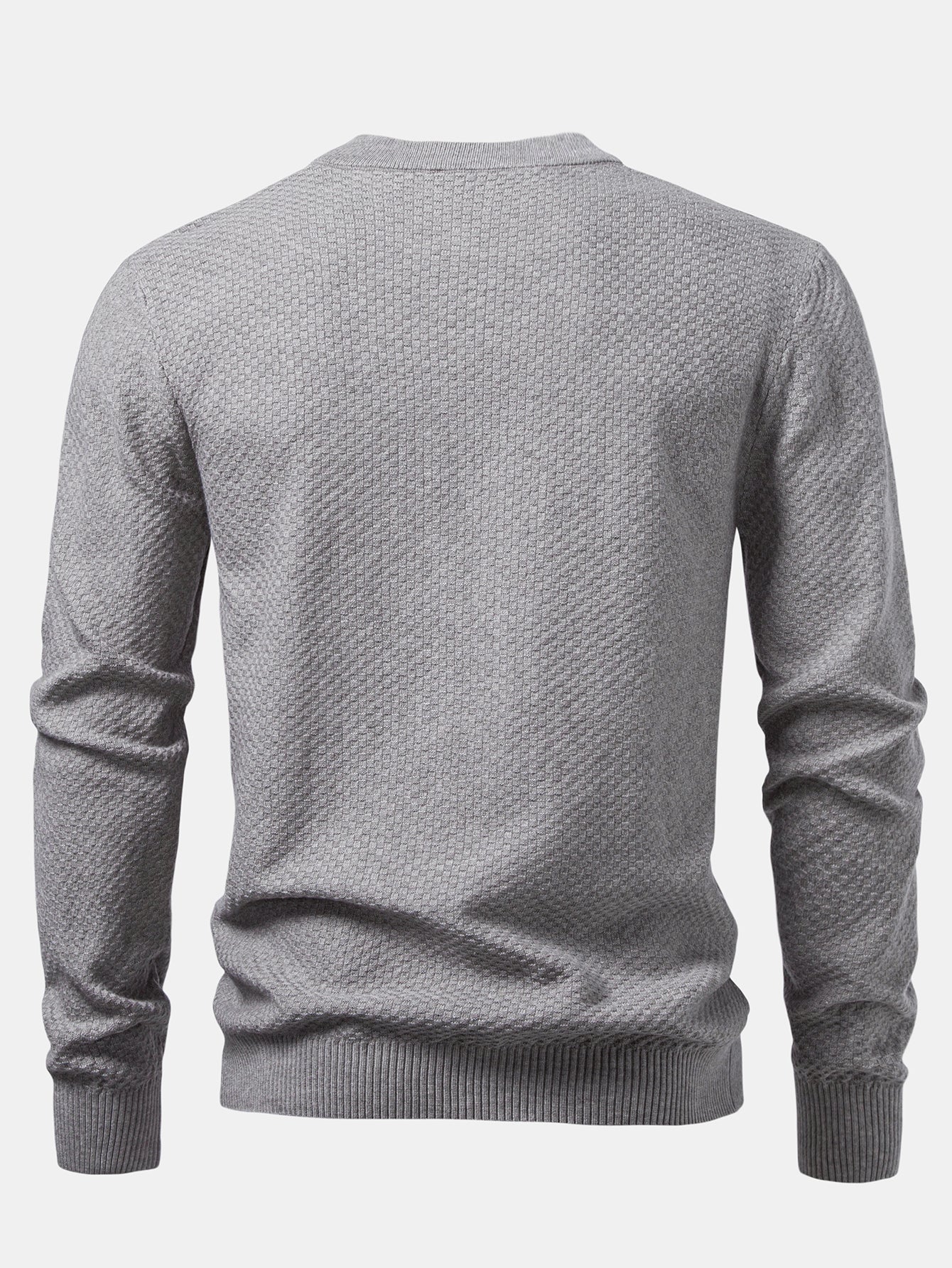 Anselmo® | Checkerboard Textured Crew Neck Sweater
