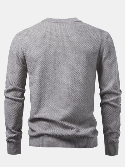 Anselmo® | Checkerboard Textured Crew Neck Sweater