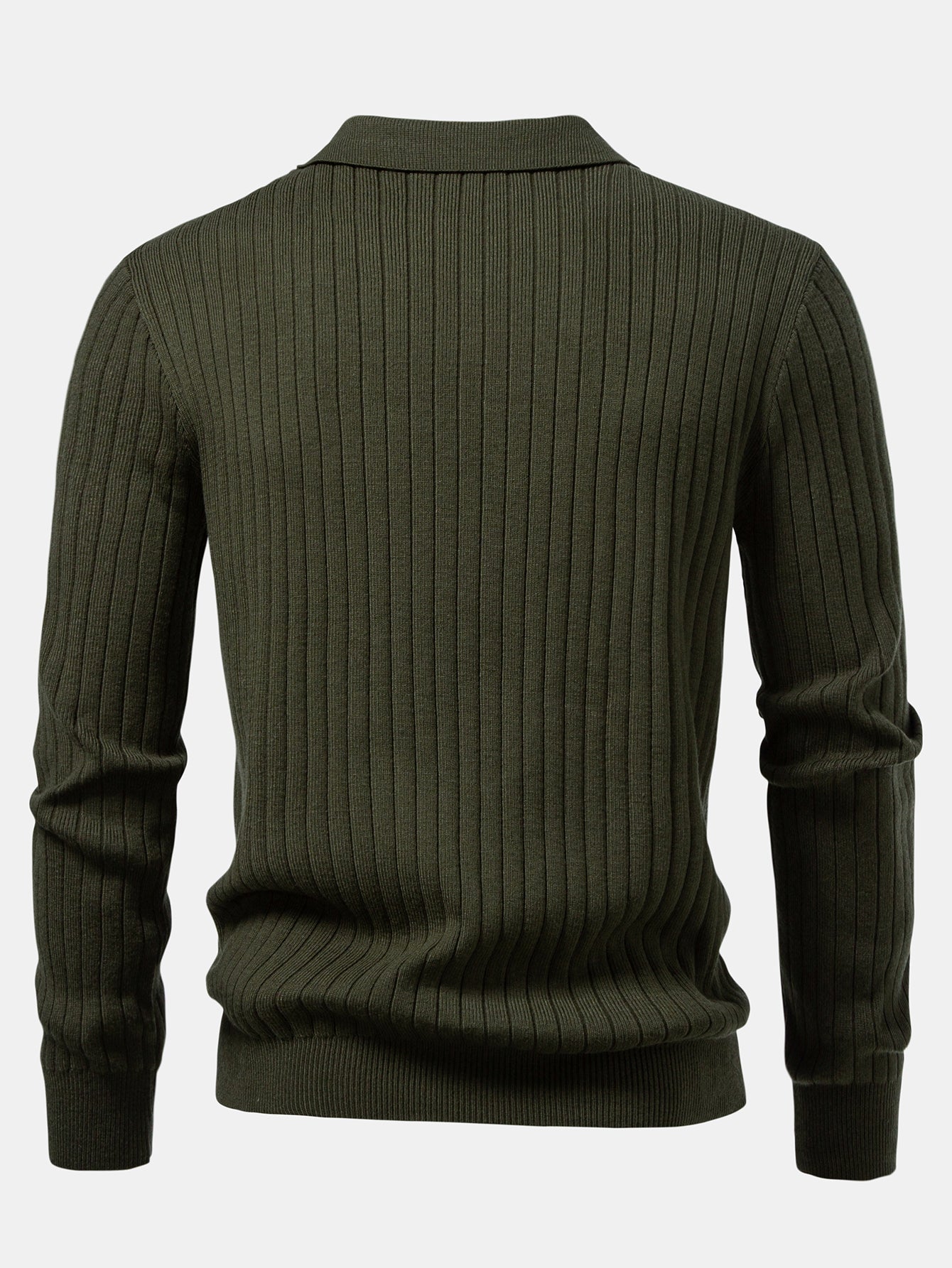Amalio® | Long Sleeve Ribbed Knit Johnny Collar Polo Shirt